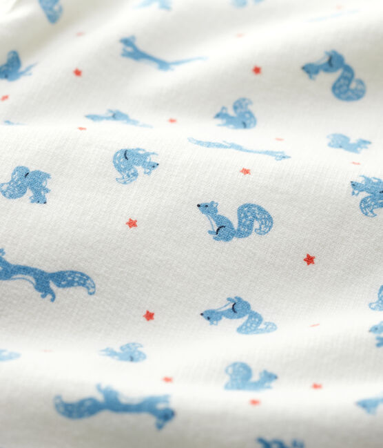Babies' Organic Cotton Fleece Sleepsuit MARSHMALLOW+OURSIN white/MULTICO orange